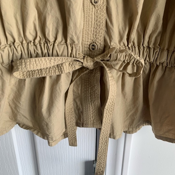 Ulla Johnson Tan Button-Up Minnie Peplum Blouse - Picture 5 of 12